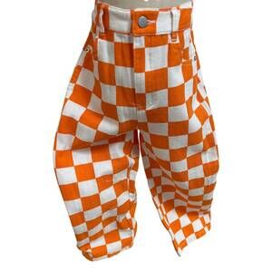 NEW ODDI kids checkered pants in orange/white